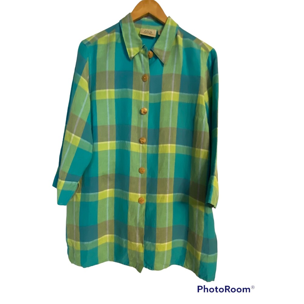 Vintage Field Manor Shirt/Shacket  Nice Color Chunky Wood Buttons Large Linen
